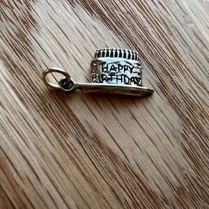 Birthday Cake Charm Vintage Sterling Silver Happy Birthday NOS